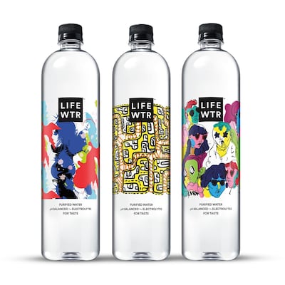 Artist-designed Lifewtr bottles. Courtesy PepsiCo