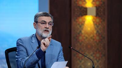 Amirhossein Ghazizadeh Hashemi, vice president under the late president Ebrahim Raisi, during a televised debate ahead of Iran's presidential election on June 28. AP