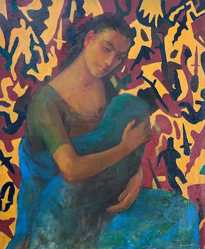 Chandraguptha Thenuwara Mother and Child II from Saskia Fernando Gallery. Photo: Art Dubai