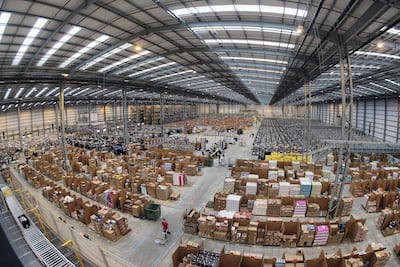 Amazon's 'fulfilment centre' warehouse in Peterborough, England, is open for guided tours. Getty Images