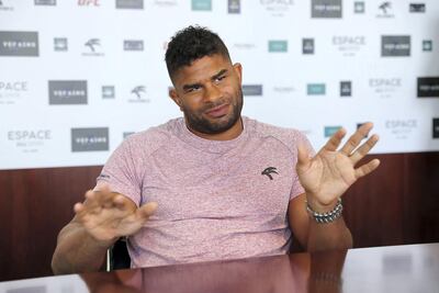Alistair Overeem at the Marina Plaza tower in Dubai Marina. Pawan Singh / The National