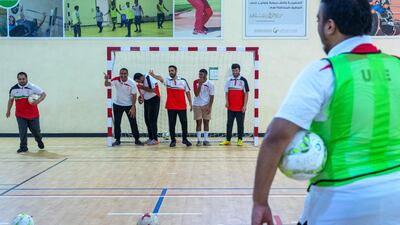 The deaf football team at Zayed Higher Organization for People of Determination. Their coach is former UAE national team and Al Wahda player Ahmed Al Akberi. He is the first disabled athlete to receive an AFC accreditation to become a sports coach.