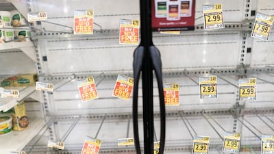 Empty shelves at a grocery store in Washington. Reuters