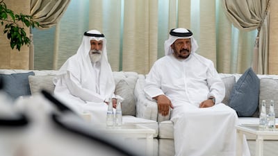 Sheikh Khalifa bin Hamdan bin Mohamed and Sheikh Saeed bin Mohamed, attend condolences at Al Mushrif Palace.