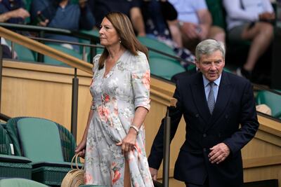 Carole and Michael Middleton, the parents of Kate, Duchess of Cambridge, in the Royal box at Wimbledon. AP