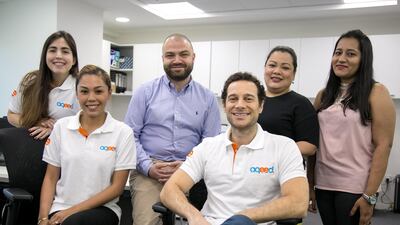 The Aqeed team at their offices in Dubai. The company secured its funding from its corporate shareholders. Photo: Aqeed.com