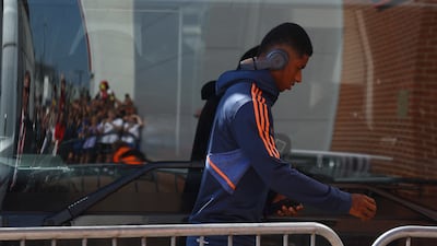 Manchester United's Marcus Rashford arrives at the St. Mary's Stadium. Reuters