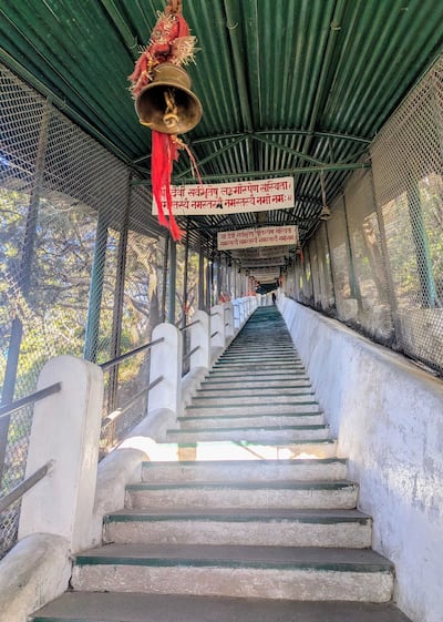 A flight of 300 steps leads to Kunjapuri Devi Temple on a hilltop near Rishikesh. Hayley Kadrou / The National
