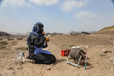A bomb-disposal expert conducts a demolition in Lahj. Photo: Halo Trust