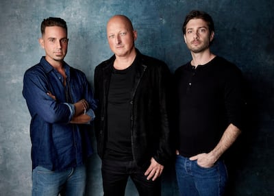 From left to right: Wade Robson, 'Leaving Neverland' director Dan Reed and James Safechuck at Sundance Film Festival, Park City, Utah. AP
