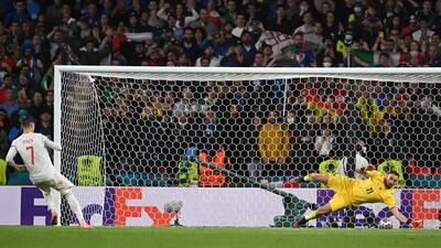 Alvaro Morata of Spain fails to score during the penalty shoot out.