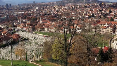 A view of the hills surrounding Sarajevo from which Bosnian Serb forces besieged the city. Declan McVeigh/The National