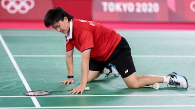 He Bingjiao of China during the match against PV Sindhu.