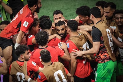 Mohamed Salah, centre, celebrates Egypt's second goal against New Zealand. A player who scores a decisive goal may be hailed as the batal of the match. AFP