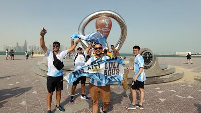 Fans of Argentina gather at the waterfront near Souq Waqif. EPA