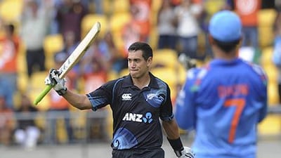 Ross Taylor, left, has scored back-to-back centuries against India an left MS Dhoni, the India captain, frustrated. Ross Setford / AP Photo