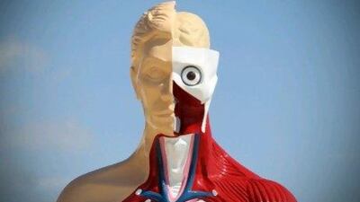 Damien Hirst's "Hymn" is an exact copy of a plastic toy made by Humbrol, an English toy company, that sells for £14.99. AFP