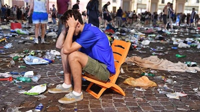 San Carlo’s Square in Turin, which was abandoned when football fans watching the Uefa Champions League final, fled the area in panic after reportedly false reports of a bomb in Turin, Italy, on Saturday, June 3, 2017. Alessandro di Marco / EPA