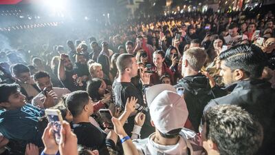 Crowds interact with UK group Bastille at RedFestDXB. Courtesy Arabian Radio Network