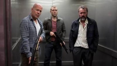 Bruce Willis, left, returns to the big screen as John McClane in A Good Day to Die Hard. Twentieth Century Fox