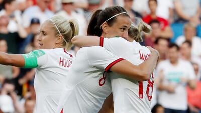 Manchester City women's players Step Houghton, left, and Jill White, centre, were part of the England squad that reached the semi-finals of the 2019 Women's World Cup in France. Reuters