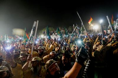 Anti-government protesters in Islamabad on Monday. Reuters