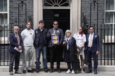 Family of Lindsay and Craig Foreman in Downing Street to mark 500 days since the couple were arrested in Iran. PA