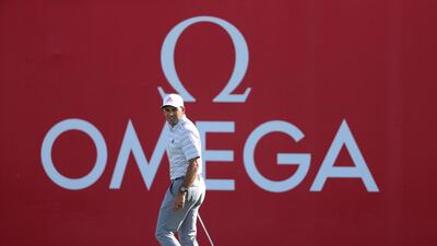 Sergio Garcia on the 18th green during the third round of the Omega Dubai Desert Classic. Getty