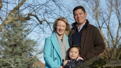 Emma Pattison, with her husband and daughter. Photo: John Wildgoose / Epsom College