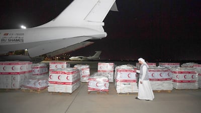 The UAE has sent a plane carrying 30 tonnes of food, aid and medical supplies to Afghanistan for earthquake victims. All photos: Wam