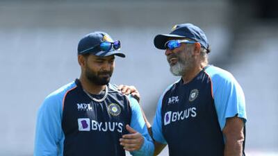 India wicketkeeper Rishabh Pant with bowling coach Bharat Arun. Getty