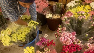 ANTALYA, TURKEY - SEPTEMBER 13: An employee prepares carnations for shipments to the United Kingdom and Europe at a flower factory on September 13, 2022 in Antalya, Turkey. According to carnation growers from Turkey's souther region, demand for carnations skyrocketed by 90% almost immediately after the announcement of the passing of Queen Elizabeth II. Flower producers from the region will ship more than 1.5 million flowers to be used in the funeral and mourning period of Queen Elizabeth II. The rise in demand has prompted companies to hire extra workers, extend working hours and switch from land transportation to air cargo to make sure the flowers arrive in time for the funeral. (Photo by Chris McGrath / Getty Images)