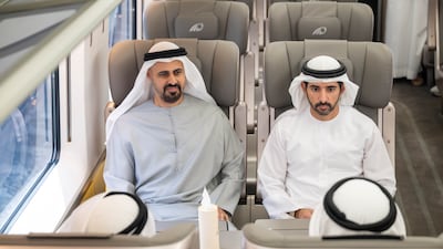 Sheikh Hamdan and Sheikh Theyab take a train ride from Dubai