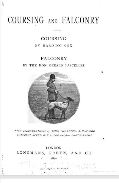 'Coursing and Falconry' by Harding Cox. Courtesy Qasr Al Watan Library