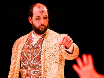 Eventually, Kerkour, above in 'Comedy of Errors' in 2009, went 'all in', setting a record of sorts with the Royal Shakespeare Company by performing three plays a season and memorising 15 parts a year. Courtesy Youssef Kerkour