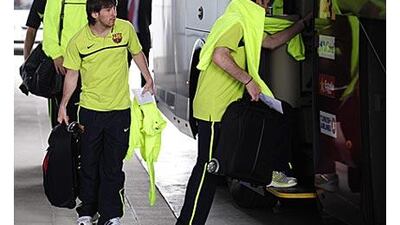 Lionel Messi and his team, Barcelona, were forced to travel by bus to Milan because of airport closures.