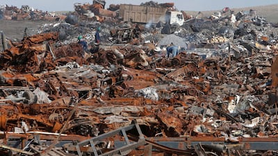 The remnants of destruction from the battle of Mosul are seen at an iron factory in Erbil, Iraq February 2, 2019. Reuters