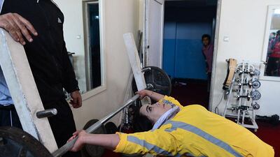 Twenty-one year old Afghanistan national powerlifting team member Sadya Ayubi.