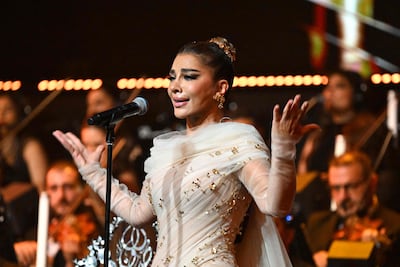 Syrian singer Assala Nasri in Damascus on September 17, her first performance there in more than 16 years. AFP