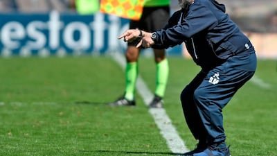 Diego Maradona during the match against Godoy. AFP