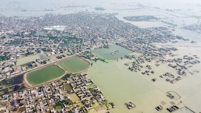 Houses in Dera Allah Yar, Jafferabad, Pakistan, lie submerged following unprecedented rainfall. Reuters
