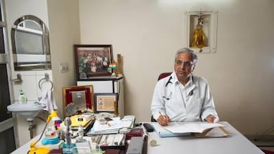 Dr Ashok Kumar Jhingan, diabetologist, at his clinic in Rajouri Garden, New Delhi.