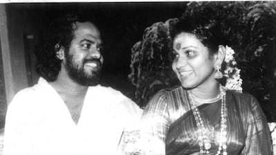 The actress with her husband Bharathan. Photo: Phoenix Operands