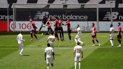 Real Madrid's Marco Asensio takes a free kick. Reuters