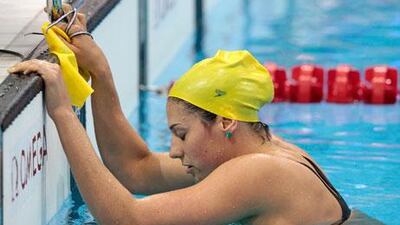 A dejected Stephanie Rice after missing out in the women's 200m individual medley final