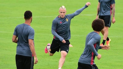 Belgian player Radja Nainggolan (C) in action during a training session of the Belgian national team in Le Haillan, France, 30 June 2016. Belgium will play Wales in the Uefa Euro 2016 quarter-final in Lille on 01 July. Caroline Blumberg / EPA