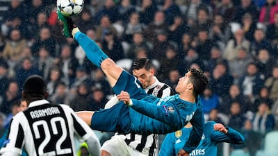 Cristiano Ronaldo scored one of the best of his 451 Real Madrid goals against his new club. Alberto Pizzoli / AFP