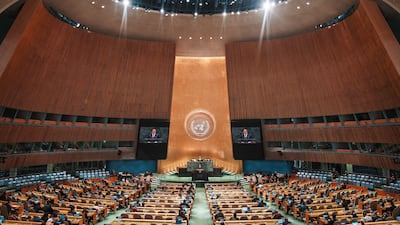UN General Assembly, New York, September 28, 2026. AFP