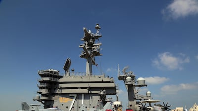 Some 5,000 crew work on board the USS Theodore Roosevelt, which is 332m long. Satish Kumar for The National
