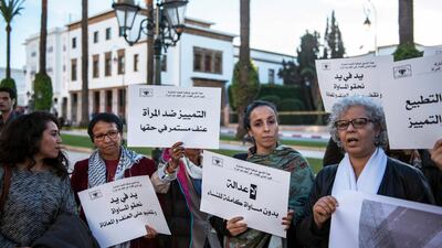 Women take part in a protest against violence towards women in Rabat, Morocco. EPA